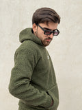 Olive Green Wool Hoodie
